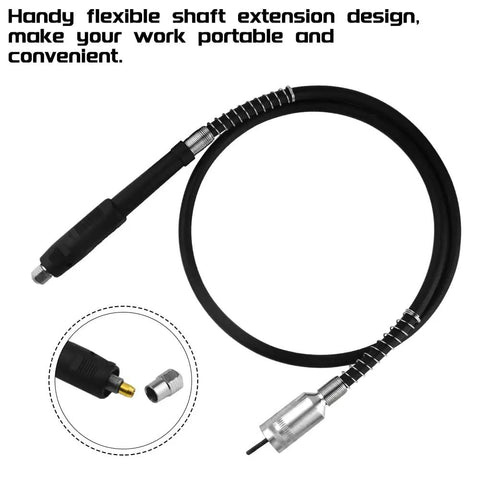 Flexible Drill Shaft Extension Universal Adapter for Dremel Rotary Tools, shown in a coiled position with connectors visible.