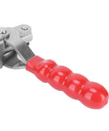Red handle of Heavy Duty Quick Release Toggle Clamp With Push Pull Action for Fast, Repeatable Clamping, Stainless Steel and Plastic Construction