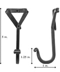 Heavy Duty Wrought Iron Coat Hook With A Distressed Bronze Look Hand Forged Wall Mount Rack Built Tough Rust Proof Construction measurements detailed