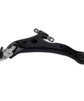 Set Of Left And Right Front Lower Control Arm And Ball Joint Assembly For 2002 Through 2006 Toyota Camry 2004 Through 2012 Toyota Highlander Avalon Solara And 2002 Through 2009 Lexus RX350 RX330 ES330 ES300 RX400h Beefed Up Durability shown in black metal close-up