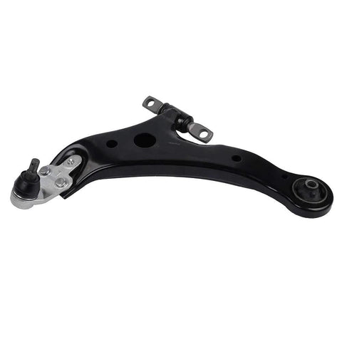 Set Of Left And Right Front Lower Control Arm And Ball Joint Assembly For 2002 Through 2006 Toyota Camry 2004 Through 2012 Toyota Highlander Avalon Solara And 2002 Through 2009 Lexus RX350 RX330 ES330 ES300 RX400h Beefed Up Durability shown in black metal close-up