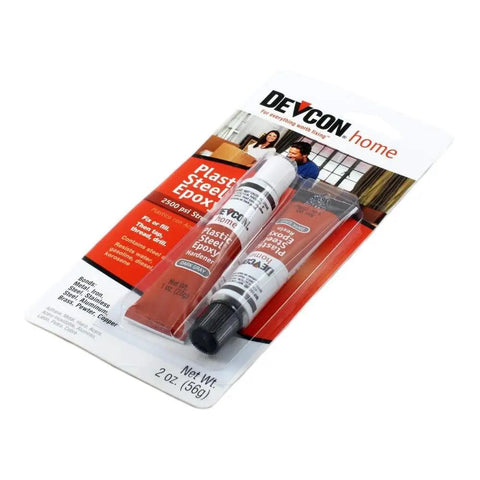 Two Part Steel Epoxy For Metal Repairs 1 Oz Kit Rock Solid Bond packaging showing tubes and product information
