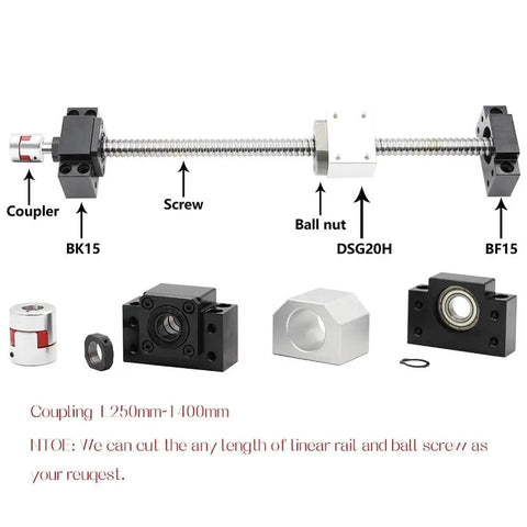 Awesome SFU2005 5mm Lead Ball Screw Kit With Machined Ends RM2005 Nut BK15 BF15 Supports Plus Coupler For DIY CNC And 3d Printer Builds, 250mm