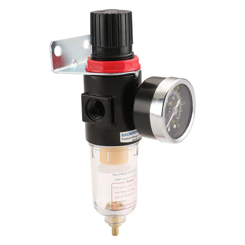 Built Tough Pneumatic Filter Regulator With Reliable Pressure Gauge For Slick Air Treatment And No Fuss Adjustable Control On All Standard Compressor Lines And Shop Gear