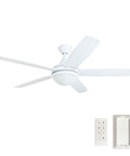 Ashby Modern 52 Inch Ceiling Fan With Light And Remote LED Indoor Fan With 5 White Blades and Remote Control Displayed