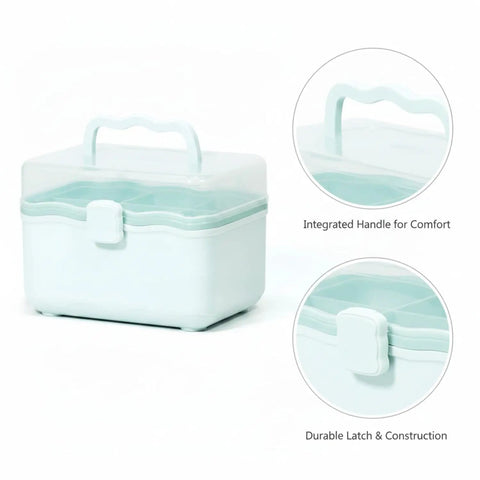 Portable Two Layer Tool Box With Handle For Hardware Beads And Small Parts Storage, green PP plastic with comfort handle