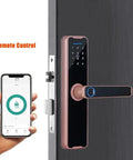 Heavy Duty Biometric Fingerprint Smart Lock For Main Door with remote control smartphone access and backlit keypad.