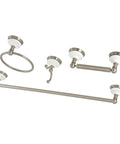 Victorian 4-Piece 24-Inch Towel Bar Set In Brushed Nickel With Towel Ring, Robe Hook, And Toilet Paper Holder for traditional bathrooms