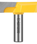 Front view of Heavy Duty Pro Grade One Half Inch Shank 2 Inch Diameter Bottom Cleaning Router Bit For Mortising And Spoil Board Surfacing, carbide tipped.