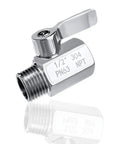 Built Tough 304 Stainless Steel Shower Head Shut Off Valve Half Inch Female To Male Npt Thread Mini Ball Valve close-up view.