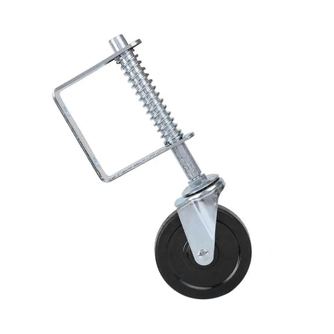 Heavy Duty 4 Inch Rubber Gate Roller With Spring Loaded Swivel For Hassle Free Fence Gate Operation Automatic Anti Sag Adjustment Built Tough To Keep Your Fence Rolling Smooth Universal Mounting
