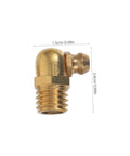 90-degree brass fitting from 60-Piece Grease Fitting Assortment Kit With 1/4-28 SAE-LT Copper Threaded Lubrication Nozzles for heavy equipment