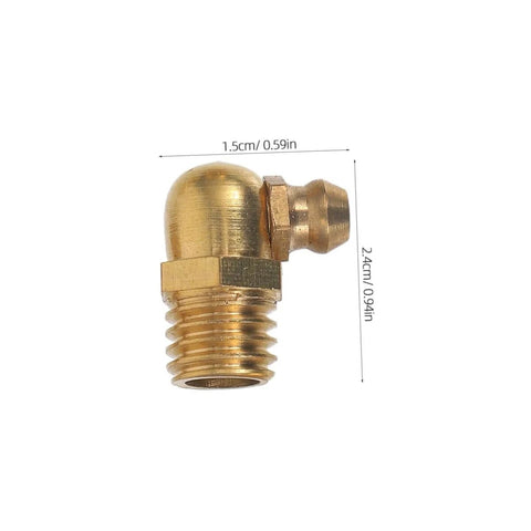 90-degree brass fitting from 60-Piece Grease Fitting Assortment Kit With 1/4-28 SAE-LT Copper Threaded Lubrication Nozzles for heavy equipment