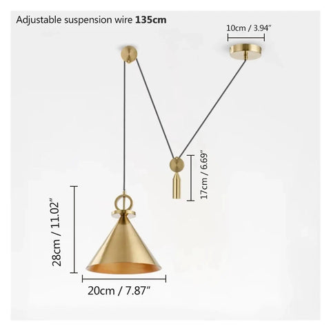 Creative Lifting Ceiling Hanging Light Modern Cooper Adjust Line Pendant Lamp for Bar Home Restaurant,Exquisite with adjustable suspension wire.