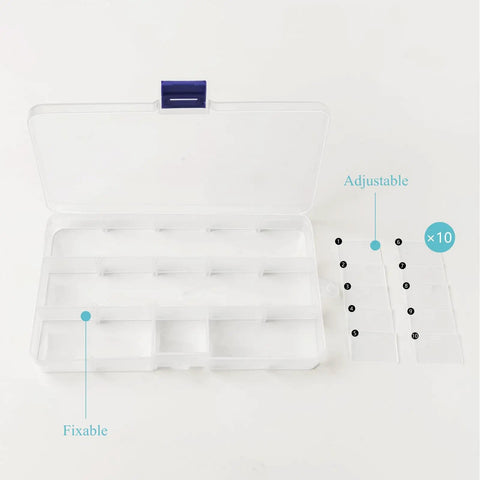 Fishing Tackle Box With Adjustable 15 Dividers Clear See Through Storage Organizer for Lures Beads Hooks Opened