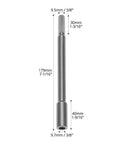 Solid Forstner Bit Extender Chuck With 3 8 Inch Hex Shank Drill Adapter showing 5.75 inch solid steel extension for precision woodworking.