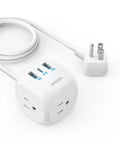 Power Strip With 20W USB C PD 3 Outlets And USB A Ports 10 Ft Extension Cord For Desk Setup Fast Charging For iPhone 15 Series