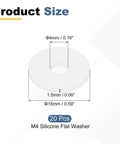 Silicone Flat Washer M4 Size Pack of 20 With 4mm Inner Diameter 15mm Outer Diameter 1.5mm Thick Heat Resistant Wear Resistant