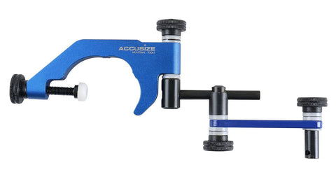 Accusize blue dial test indicator holder with adjustable clamps and mounting bar