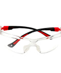 Kick Ass UV Safety Glasses With Wraparound Lens For Work And Sports Ansi Z87.1 Rated with adjustable red black temples