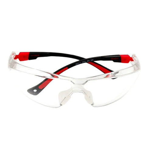 Kick Ass UV Safety Glasses With Wraparound Lens For Work And Sports Ansi Z87.1 Rated with adjustable red black temples