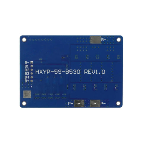 Badass 5S BMS Protection Board For 18650 Lithium Battery Pack Featuring Built In Balance Circuit 30 Amp Continuous Draw And 45 Amp Peak Surge For 21 Volt Systems, blue circuit board with connectors.