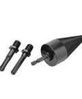 Heavy Duty Firewood Drill Bit Set Five Piece Kit Fast Auger Bits For Hammer Drill, black drill bit and accessories.