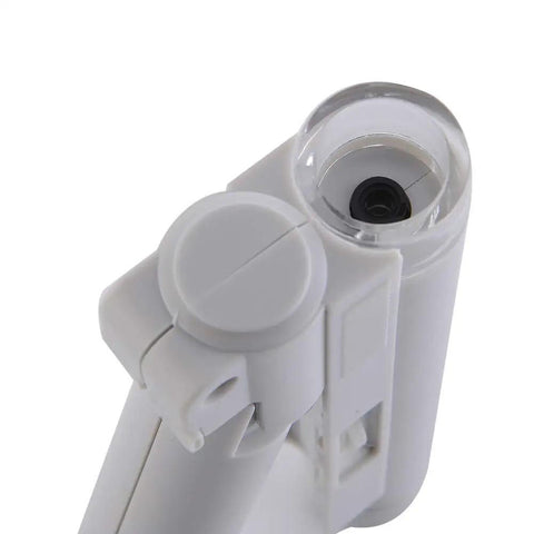 Handy 100X Zoom Jewelry Magnifier With LED Light Double Tube Pocket Loupe For Stamp Printing And Antique Jewels Identification Mini Microscope Magnifying Glass HD Illumination For Close Up Crafts
