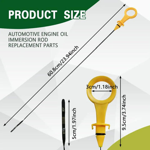 Engine Oil Dipstick Replacement For Audi 2.0T A3 A4 A5 Q3 Q5 Yellow Handle Heat-Resistant Aluminum Alloy dimensions