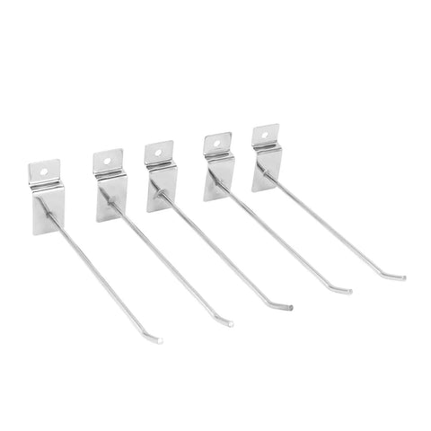 Slat Wall Hooks For Retail Displays 50 Pack 15cm Iron Panel Wire Hooks 3.3mm Silver Electroplated With 30 Degree Upturned End And Flat Tip
