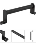 Black Heavy Duty Carbon Steel Pull Handle For Sliding Barn Doors And Cabinet Doors With Vintage Style Hardware shown in four angles