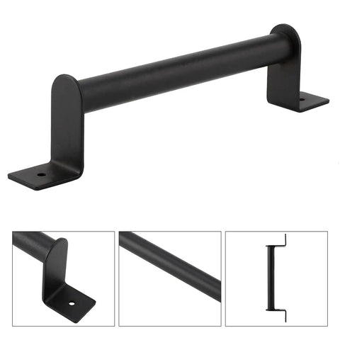 Black Heavy Duty Carbon Steel Pull Handle For Sliding Barn Doors And Cabinet Doors With Vintage Style Hardware shown in four angles