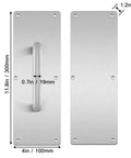 304 Stainless Steel Satin Finish Door Handle Set with Pull and Push Plates, 180mm Hole Distance, 11.81 Inch Height, 3.94 Inch Width