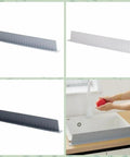 Silicone Sink Splash Guard Baffle Flaps Splashproof Shield For Kitchen Sink White Countertop Heightening Protector Easy Install Keeps Water Mess Away Durable Home Kitchen Accessory shown in different views including installation on a sink.