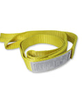 Coiled yellow 1 Inch By 3 Foot Rigging Straps Heavy Duty Lifting Sling With Twisted Eye Web Sling Tree Saver Recovery Strap 1600 Lb Vertical Capacity
