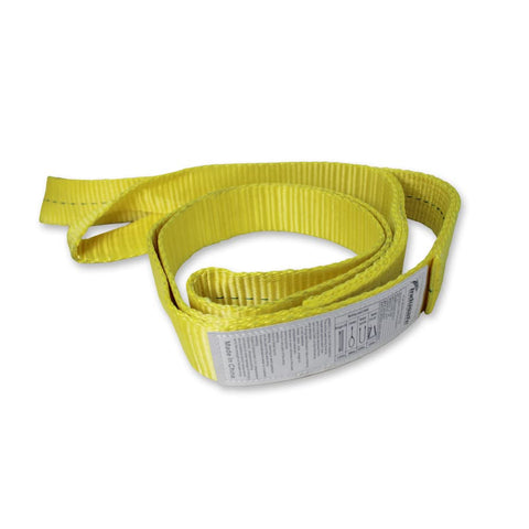 Coiled yellow 1 Inch By 3 Foot Rigging Straps Heavy Duty Lifting Sling With Twisted Eye Web Sling Tree Saver Recovery Strap 1600 Lb Vertical Capacity