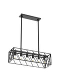 Farmhouse Style 6 Light Black Metal Industrial Pendant Lighting For Dining Room And Kitchen Island Vintage Rectangular Linear Chandelier