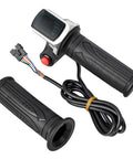 Real-Time Voltage Check E-Bike Throttle Grip With LED Display For 36V Scooters Allows One-Click Start And Smart Battery Monitoring To Dodge Being Stuck On Rides, black ABS rubber grip, 128cm cable