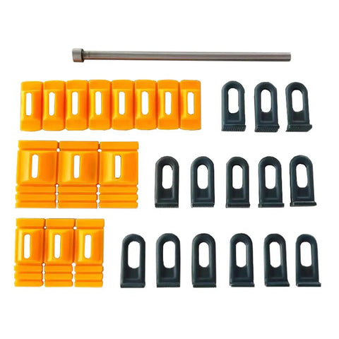 Ultimate Dent Repair Kit For Cars And Motorcycles With Yellow Slider Set And Black Slider, Metal Rods shown in layout