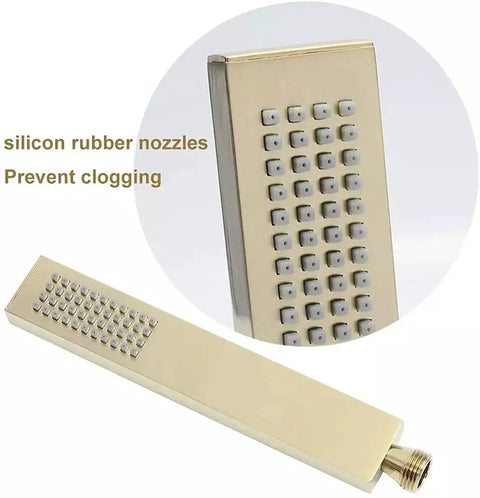 Silicone rubber nozzles on brass handheld shower head for Built Different Wall Mounted Concealed Thermostatic Shower System.