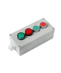 ILAZI DIY metal push-button control box, top view with four push buttons in green and red