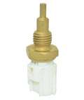 Front view of engine coolant temperature sensor with brass threaded body and white plastic connector