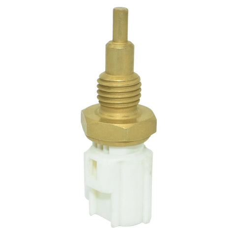 Front view of engine coolant temperature sensor with brass threaded body and white plastic connector