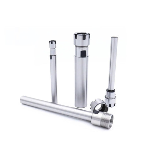 Heavy Duty ER Collet Extension Shank For C8 C10 C16 Milling Machines, four metal shanks showing different sizes and fittings.