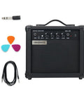 20 Watt Electric Guitar Amplifier Portable Practice Jam Ready Black With Three Point Five Millimeter Aux In Six Point Thirty Five Millimeter Headphone Output Guitar Input Beginner Friendly Travel Ready Includes Cable Pick And Adapter