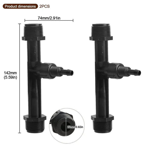 Three Quarter Inch Irrigation Venturi Fertilizer Mixer Injectors For Outdoor Garden Farm Lawn Plastic Black Two Pack