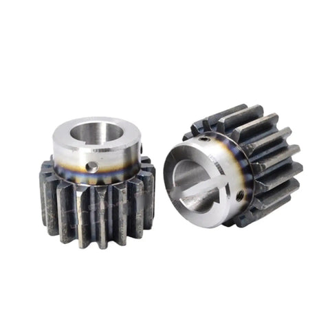 Real Deal Industrial Helical Gear Module 3 Precision Machined 22 Teeth Carbon Steel Body With Wide Step Keyway Bore Options for smooth motor drives and farm equipment.