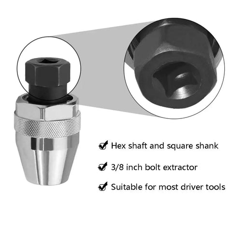 Hex shaft heavy duty stud remover and extractor tool for one quarter to one half inch bolts, chrome-vanadium steel.