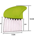Crinkle cutter knife with green plastic handle and stainless steel wavy blade for vegetables