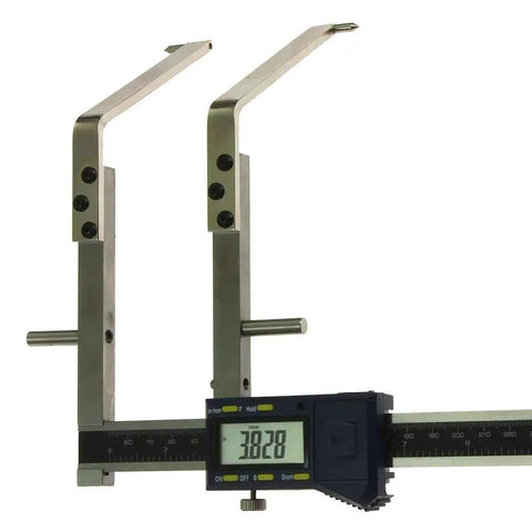 Beast Brake Drum Caliper Gauge For On Vehicle Measurement With Digital Reading Pro Grade Drum Tool 2 To 18 Inch Range Inch Metric Fractions Floating Zero 0.0005 Inch Resolution Bent Jaw Design For Heavy Duty Drum Work, digital display